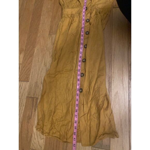 Mini Chica women's Vintage-Style Mustard Button-Down Tie-Front dress size XS - Picture 8 of 9